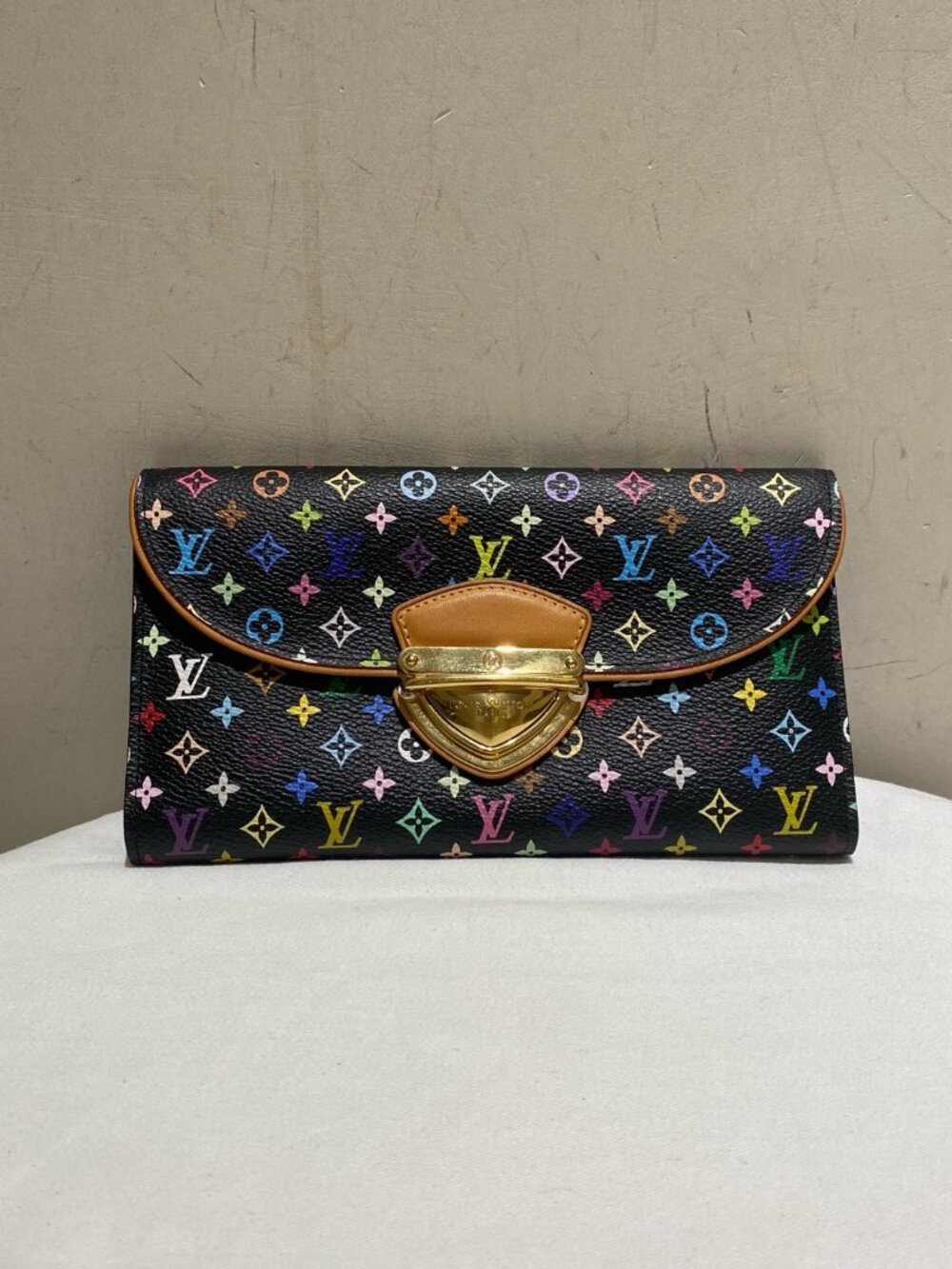 Louis Vuitton Takashi Murakami Black Multicolore Long Flap Wallet
